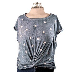 Lucky Brand Women's Large Blue Grey Soft Star Short Sleeve T-Shirt
